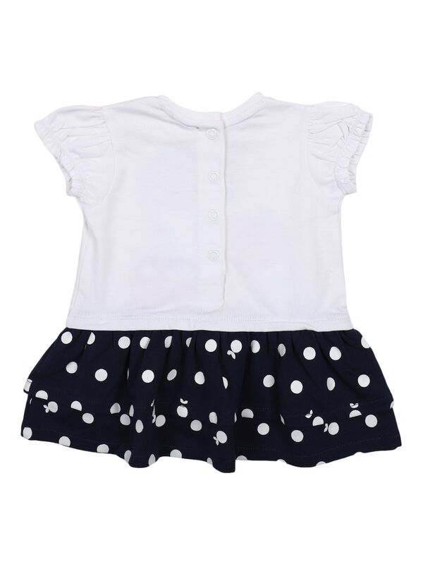 Girls White Short Sleeve Knitted Dress image number 1